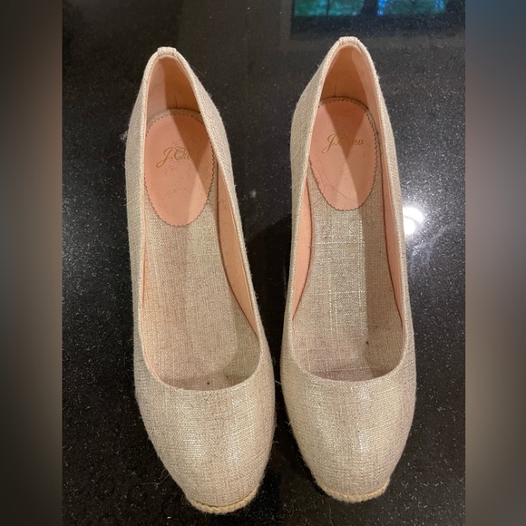 J Crew Seville Espadrilles Metallic Canvas Size 9 - Picture 2 of 5